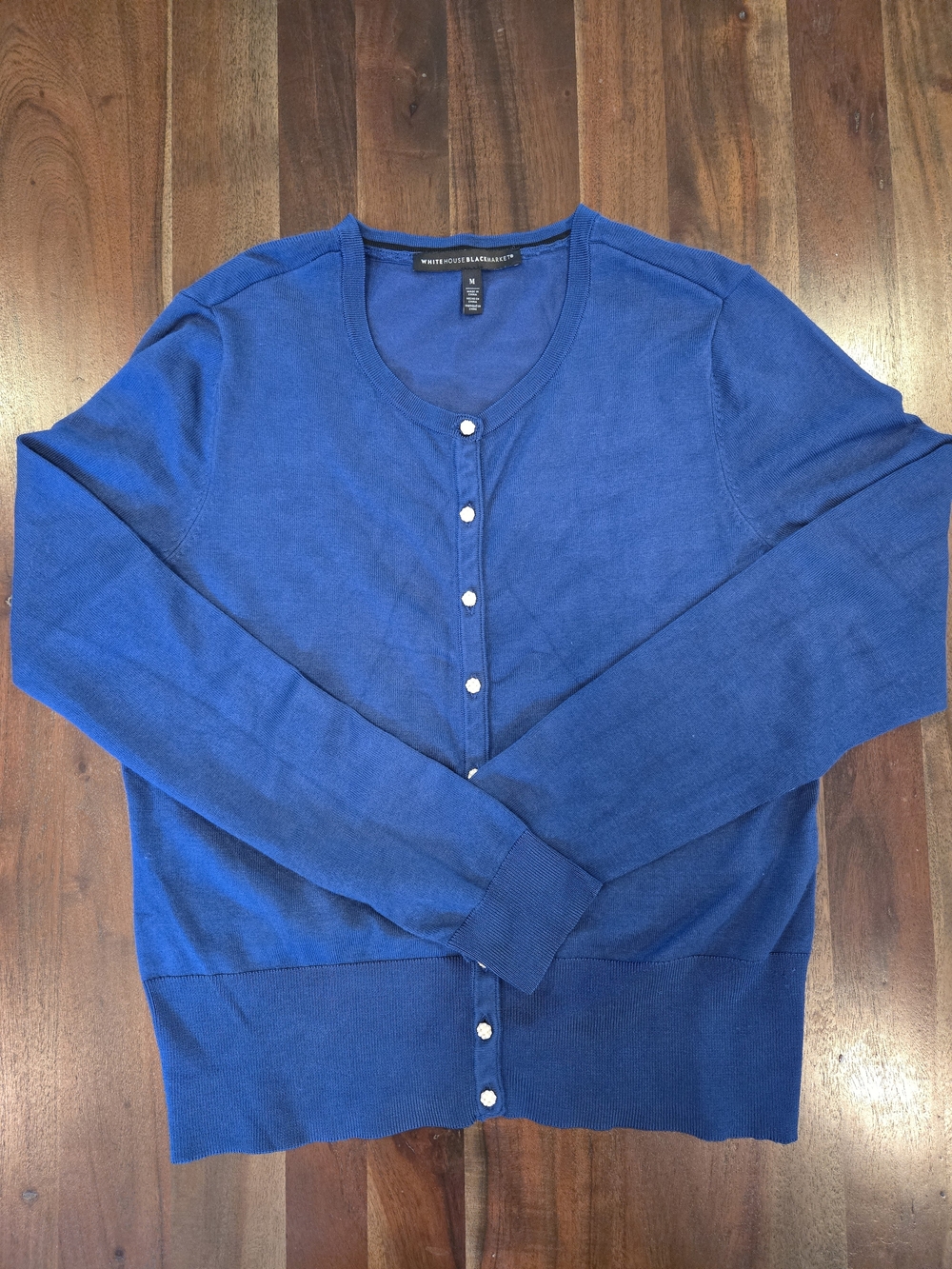White House Black Market Women's Royal Blue Button Cardigan Medium
